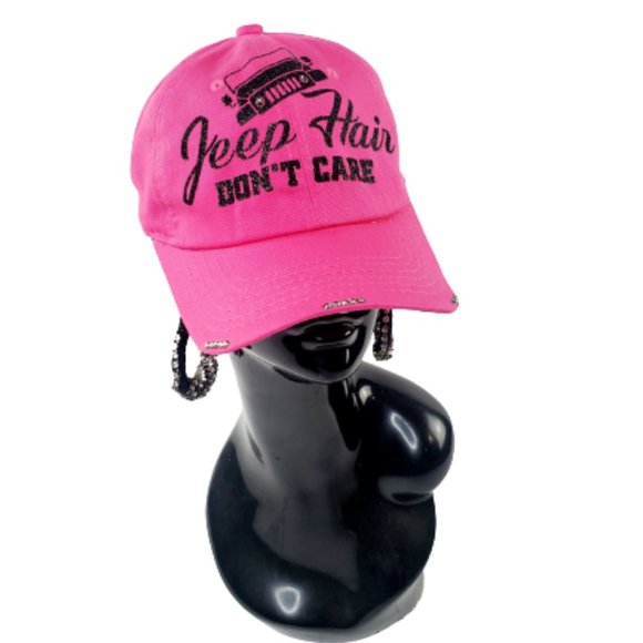 Jeep Hair Don't Care Pink Cap with Swarovski Crystals. - Picture 2 of 6